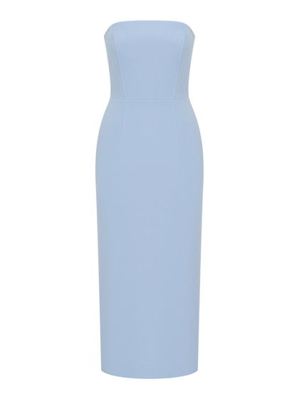 Платье-бандо миди, голубой