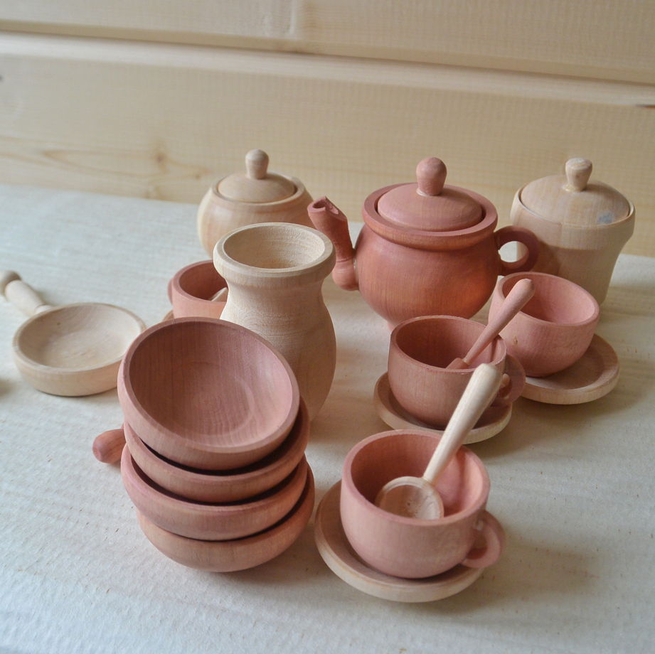 Набор посуды «Пудровые облака» Посудка деревянная Чайный набор