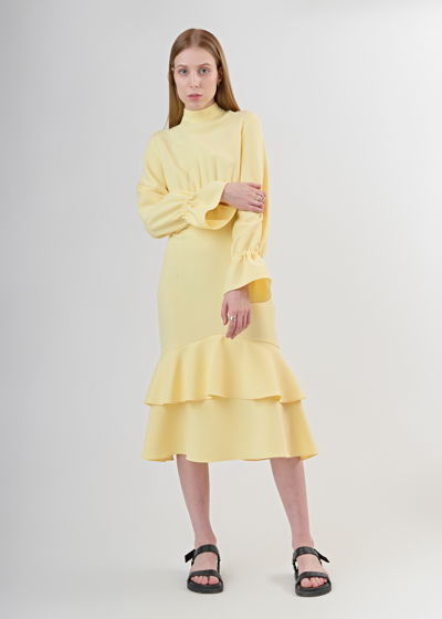 Желтое платье FOS Clothes с воланами