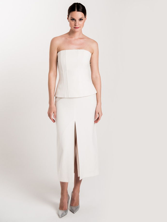 Корсет из костюмной ткани, белый