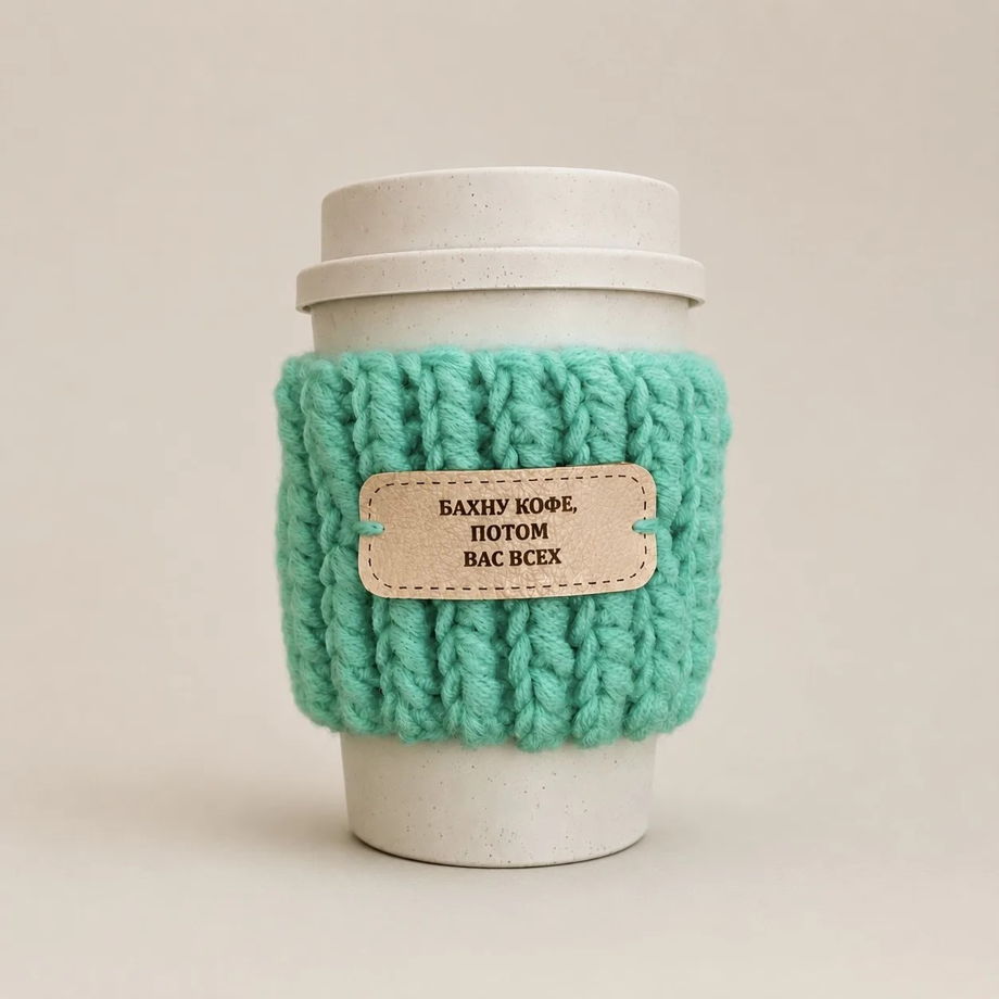 Голубой капхолдер с надписью