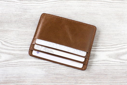 Кардхолдер из натуральной кожи пулл-ап, коричневый