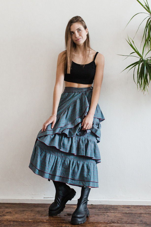 Женская юбка Фланс в стиле "бохо" из ткани лен+хлопок