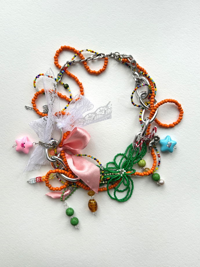 Колье из цепочек, бисера и бусин «Маврина»