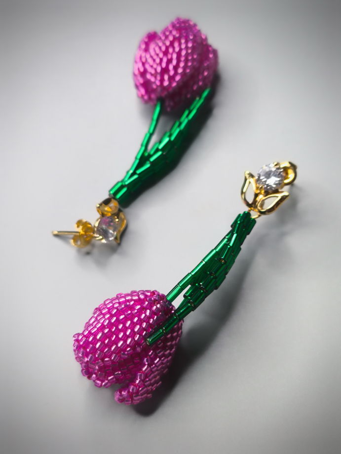 Серьги из бисера Тюльпаны мини