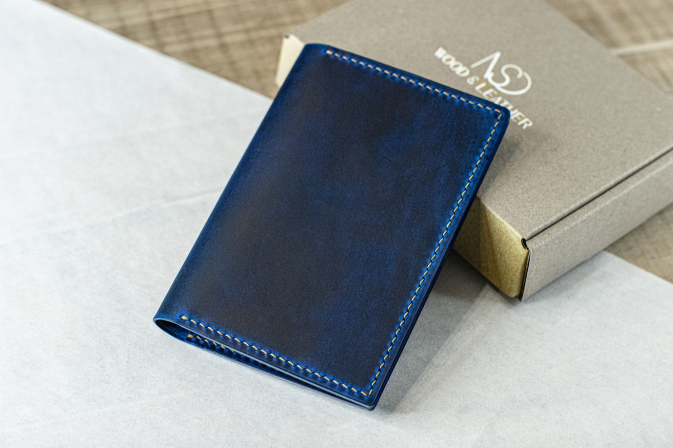 Комплект кожаная обложка на паспорт + картхолдер №3 NSD "Indigo" (Натуральная кожа)