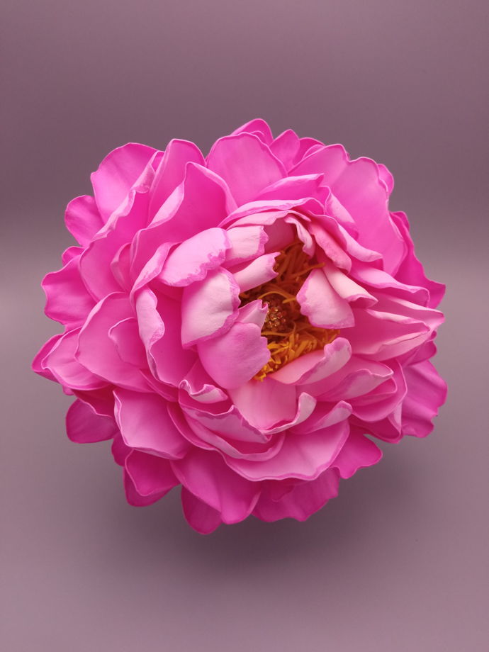 Большая брошь-пион в розовых оттенках из фоамирана