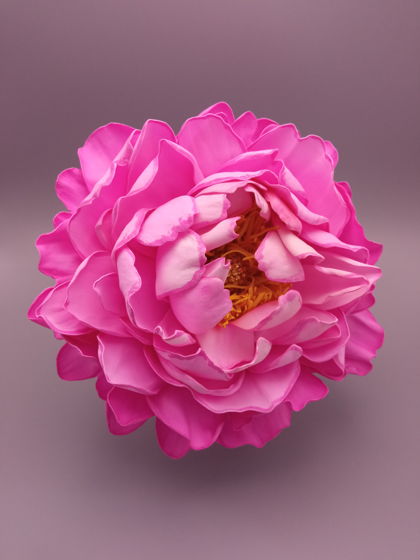 Большая брошь-пион в розовых оттенках из фоамирана