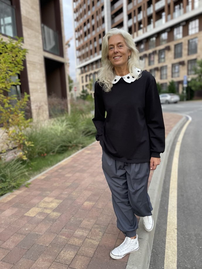 Женский свитшот черный. Толстовка женская. Съемный воротник.