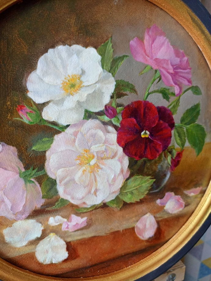 Картина маслом "Шиповник"