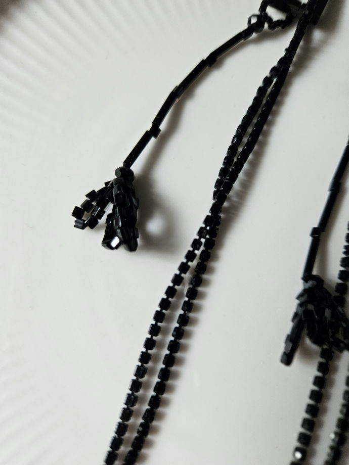 Серьги трансформеры квадрат  BLACK FLO
