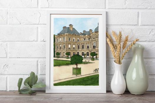 Акварельная картина «Люксембургский дворец»