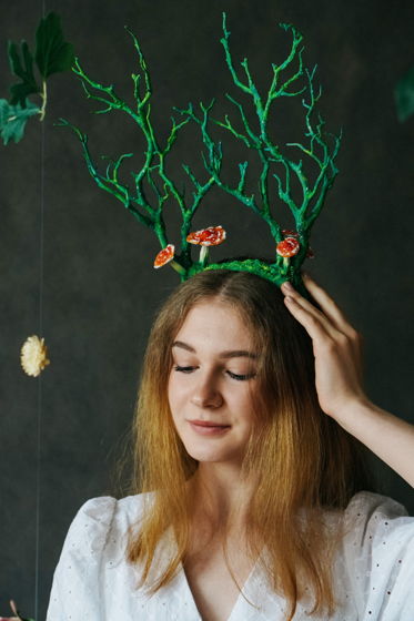 Украшение для волос лесное с грибами для фотосессии или Хэллоуина
