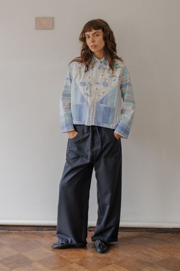 Рубашка в Голубую Полоску 2/Blue Striped Long Sleeve Shirt 2