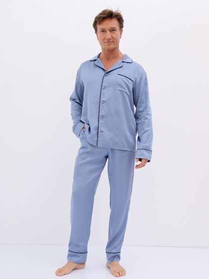 Пижама мужская из тенселя с брюками и рубашкой "Жемчуг"