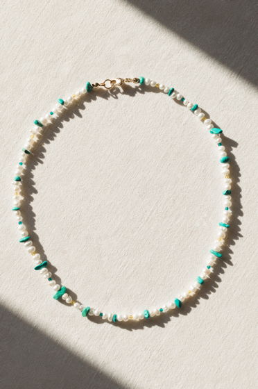 Ожерелье из бирюзы и жемчуга "Синайя"