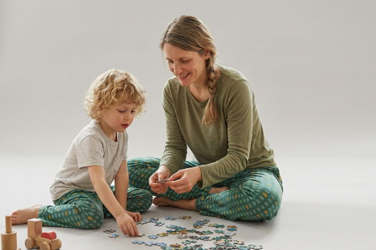 Детские трикотажные штаны из хлопка на заказ с дизайном «Зеленые ежики»