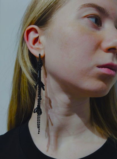 Серьги трансформеры квадрат  BLACK FLO