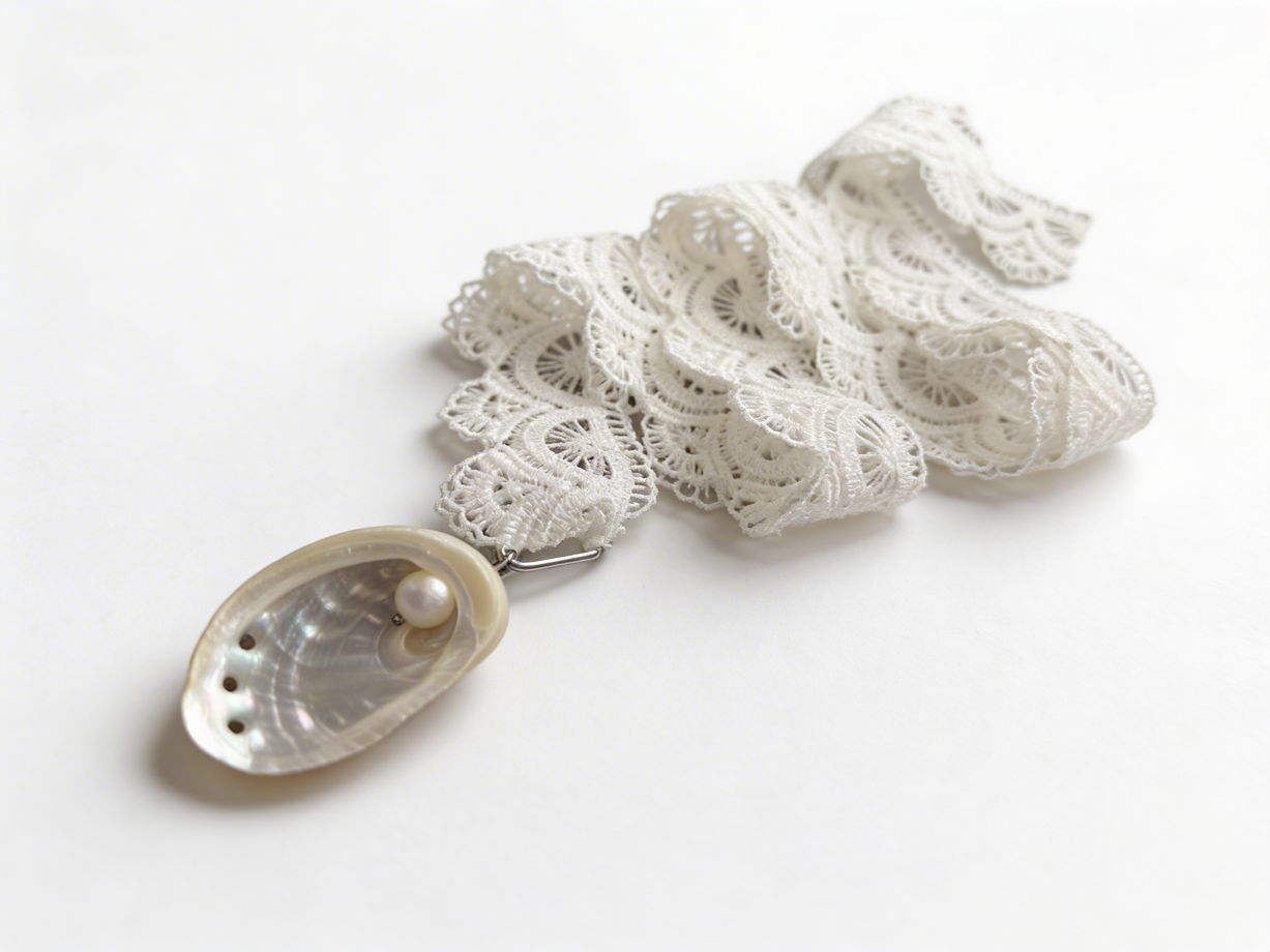 Кружевной чокер с морской ракушкой