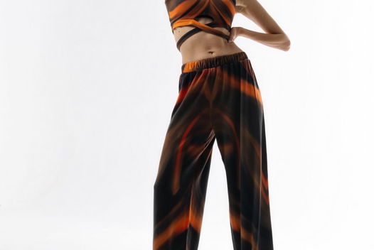 Комплект из топа с широкими брюками Pantone orange
