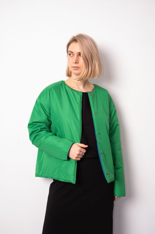 Двухсторонняя короткая куртка зеленый/синий
