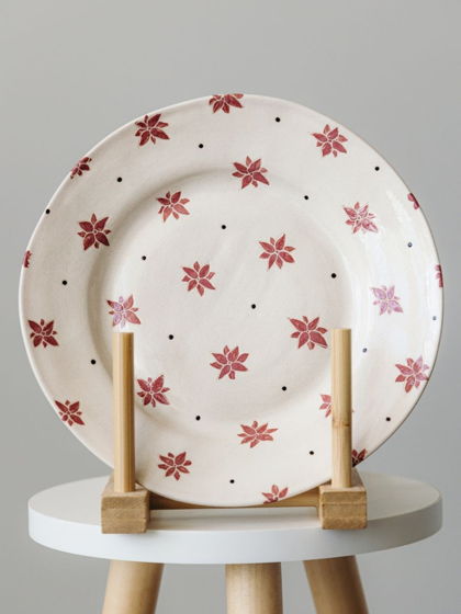 Плоская керамическая тарелка "Распускайся", диаметр 21 см