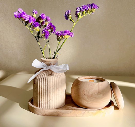 Декоративный набор с вазой для сухоцветов и ароматической свечой