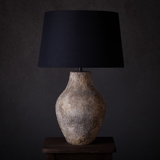 Настольная керамическая лампа ручной работы с черным абажуром «Rustic loft 6»