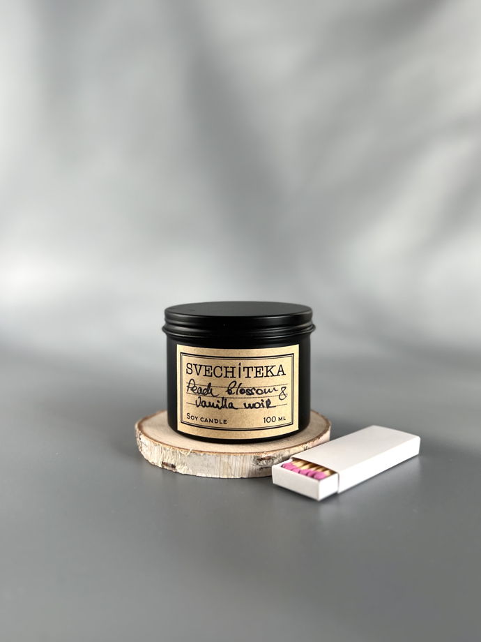Свеча ароматическая SVECHITEKA "Цветущий персик и ванильный нуар", 100 гр.