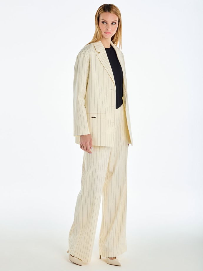 Летние широкие брюки из хлопка в полоску