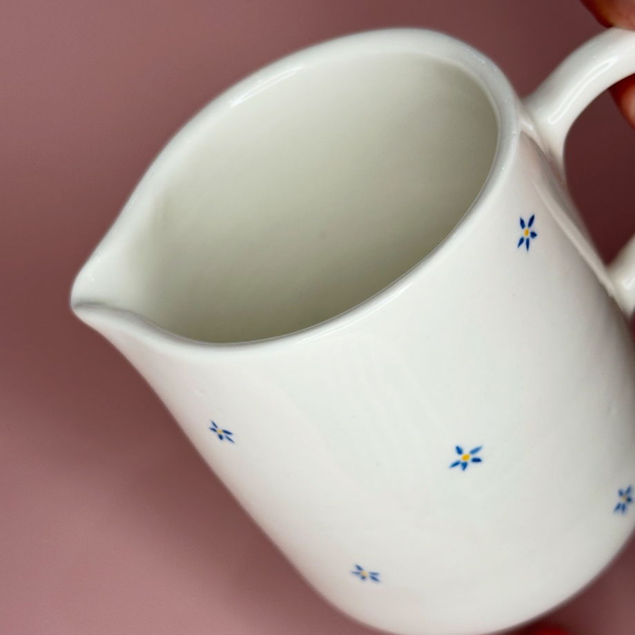 Керамический молочник с росписью ручной работы, "Лён"