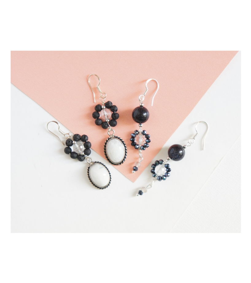 Серьги горный хрусталь синий авантюрин цветы плетеные wire wrapped