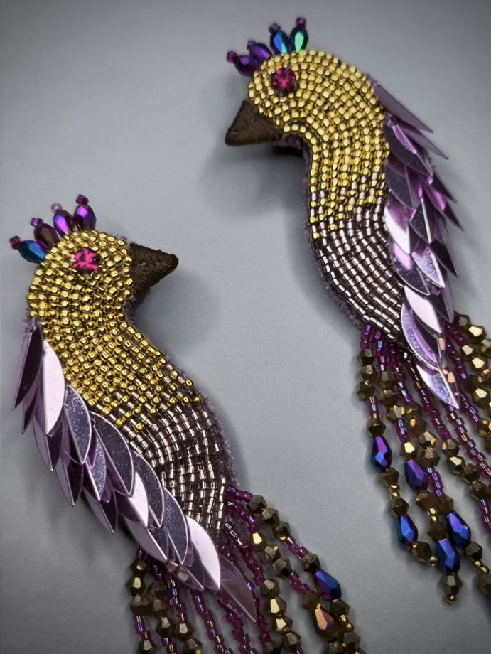 Серьги из бисера Жар - Птицы