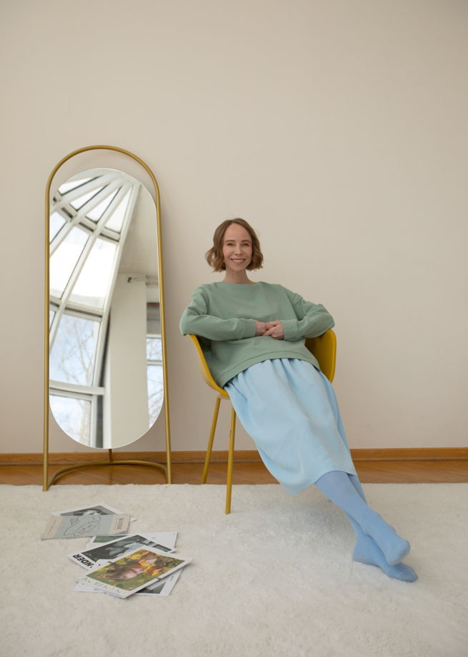 Свитшот матовый зелёный из хлопка