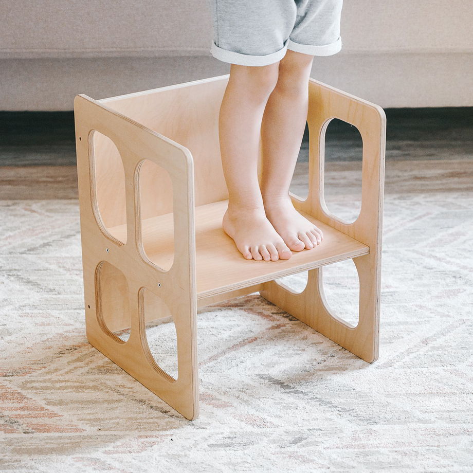 Комплект деревянной детской мебели Монтессори Киддис Лайт стол и стул трансформер, цвет натуральное дерево