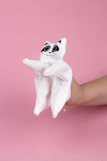 Кукла перчатка «Пальцеши» Панда, Лен, 21 см.