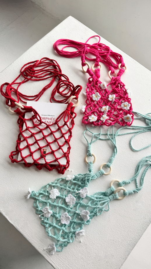 Авоська фуксия с ромашками