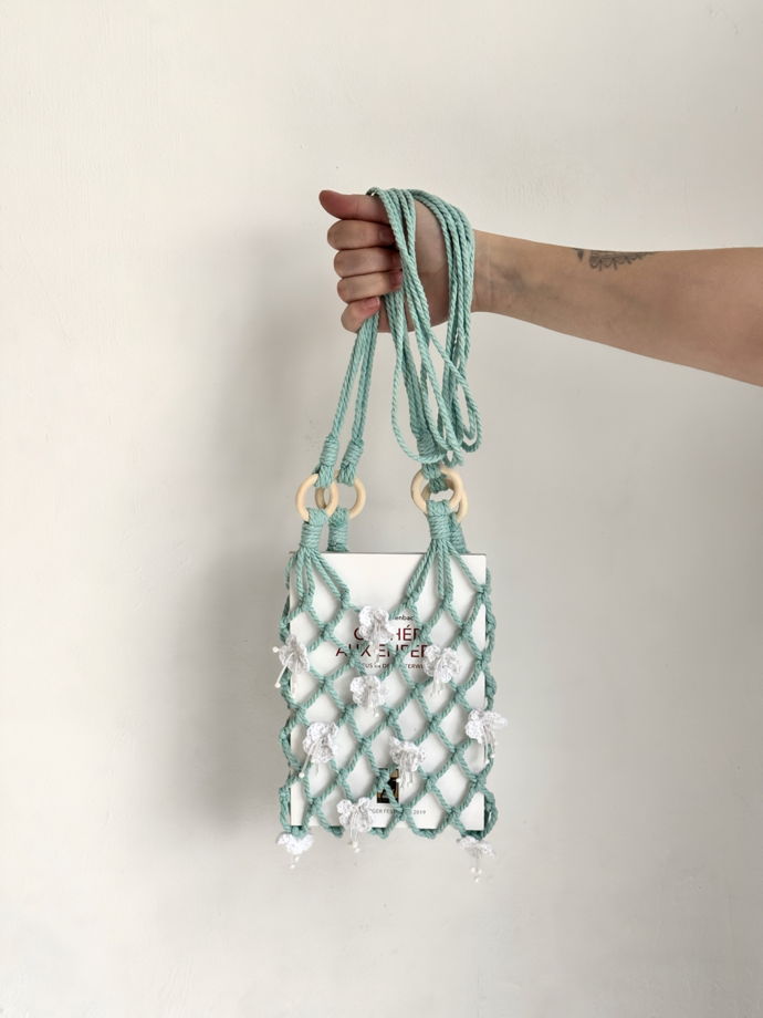 Авоська «белые цветы на бирюзовом»