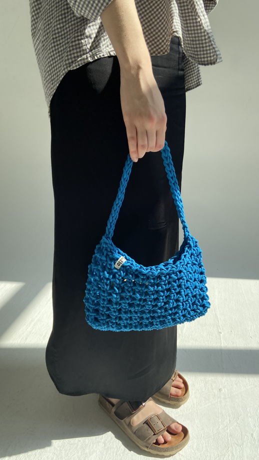 вязаная сумка из хлопка синяя