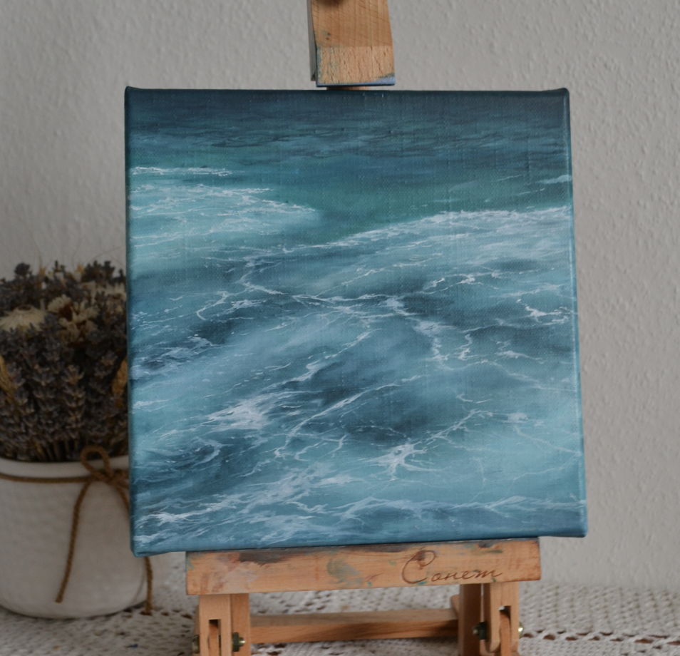 Картина маслом на холсте на подрамнике  «Морская гладь»
