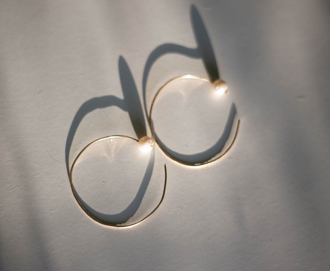 Серьги-кольца с жемчугом, коллекция "La Forme"