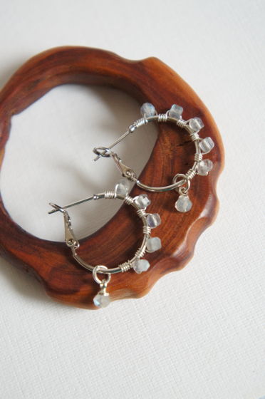 Серьги кольца конго лабрадорит плетеные wire wrapped