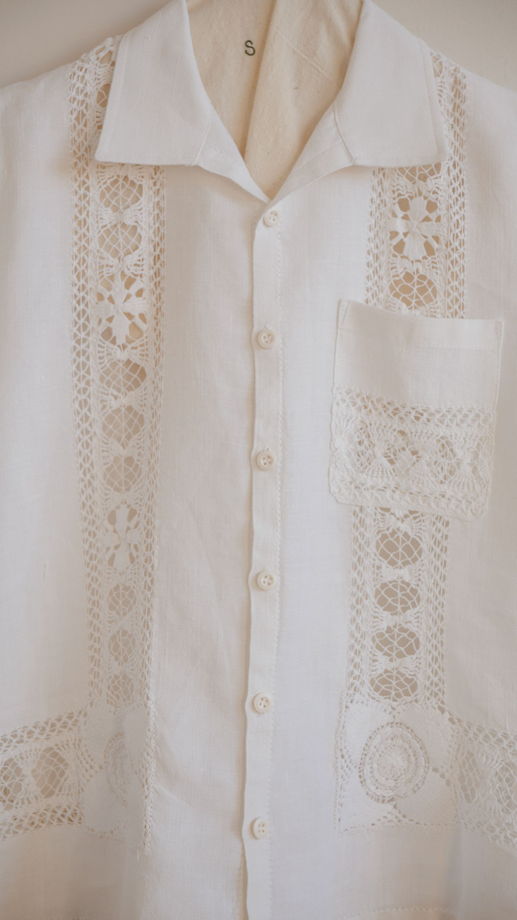 Рубашка с Кружевными Цветами 2/White Flowers Short Sleeve Shirt 2