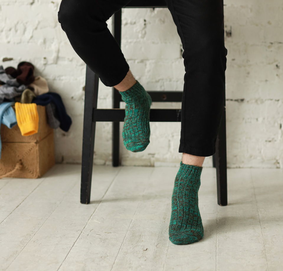 Короткие носки шерстяные зеленые