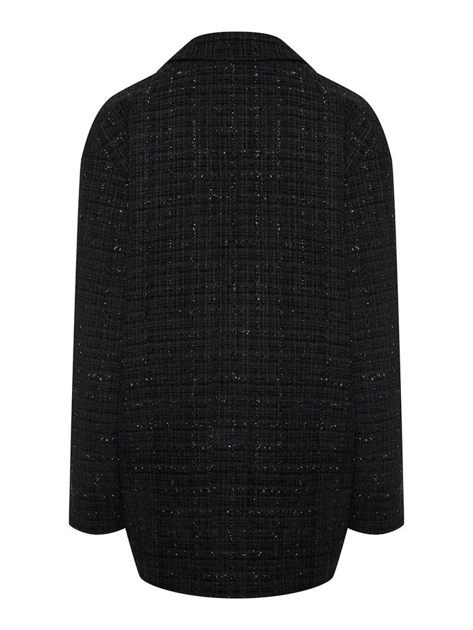 Вечерний прямой жакет из твида с люрексом