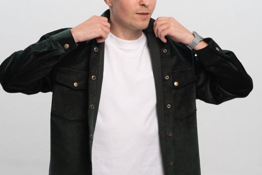 Рубашка мужская вельветовая темно-зеленого цвета