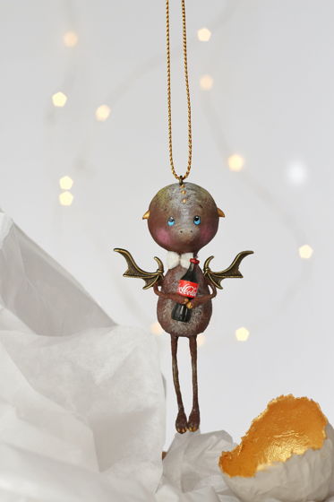 Авторская, декоративная игрушка Дракончик Браун с колой