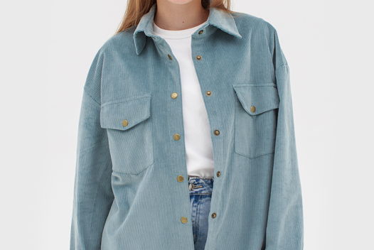 Рубашка женская вельветовая голубого цвета