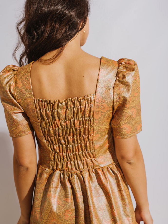 Женское эксклюзивное платье из жаккардового ситца с золотистым наполнением