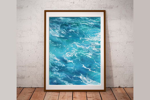Акварельная картина "Морская вода 1" (28 х 38 см)